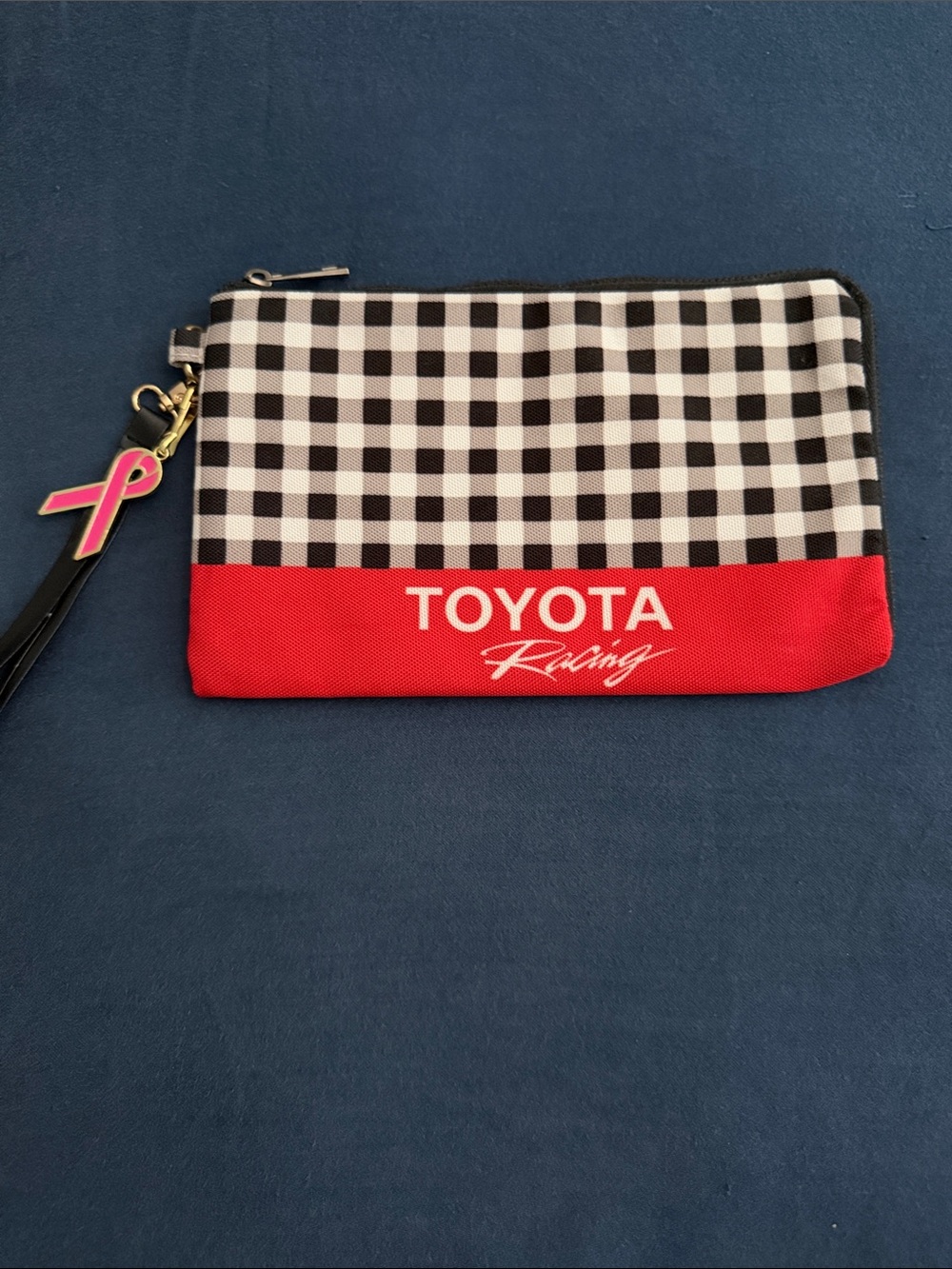 Toyota Racing Black & White Gingham with Red Wristlet Clutch
